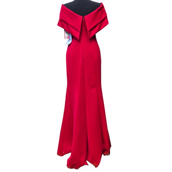 Vince Camuto Off the Shoulder Scuba Gown Red Dress Size 4 - Picture 3 of 10